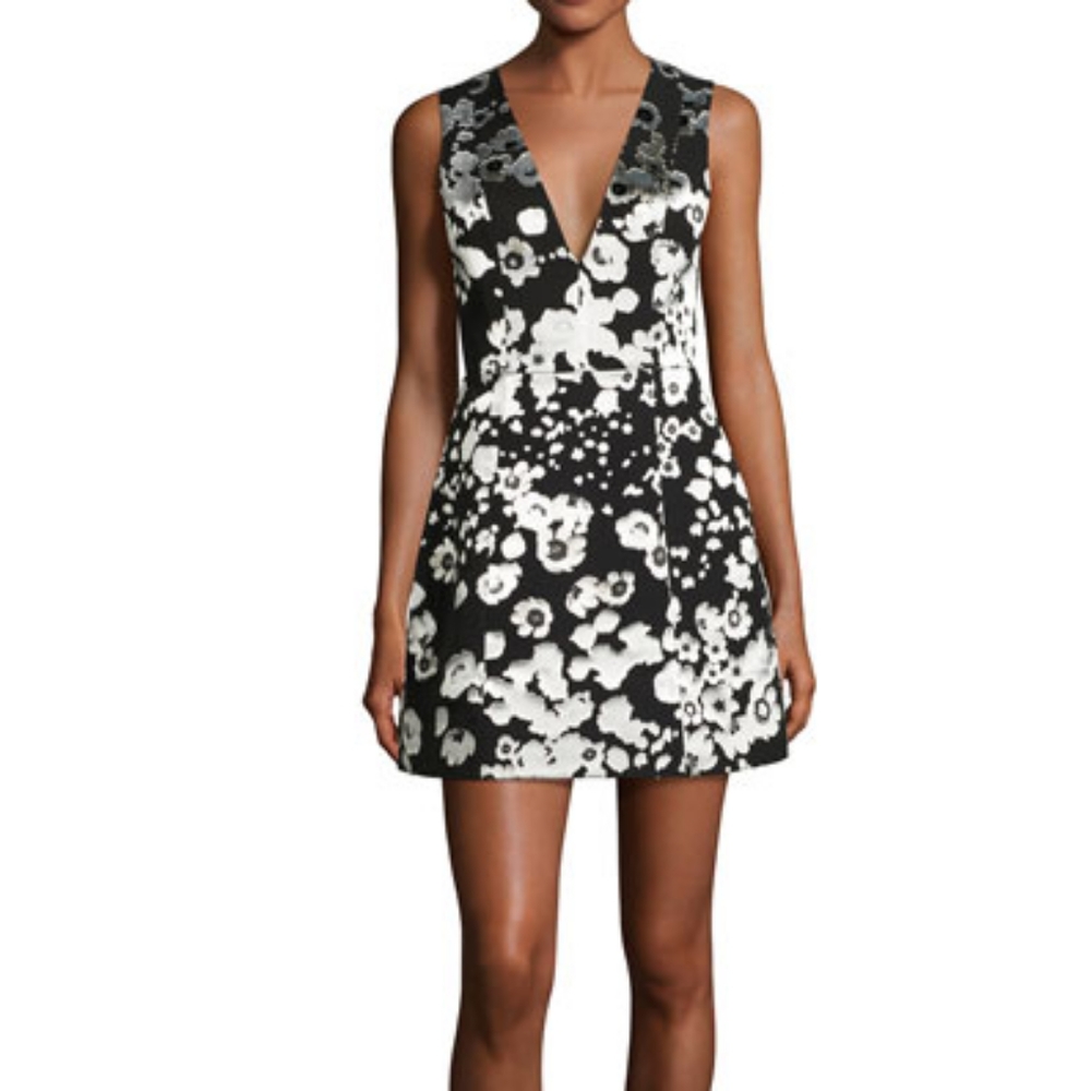Alice + Olivia Patty Metallic Floral Lantern Dress